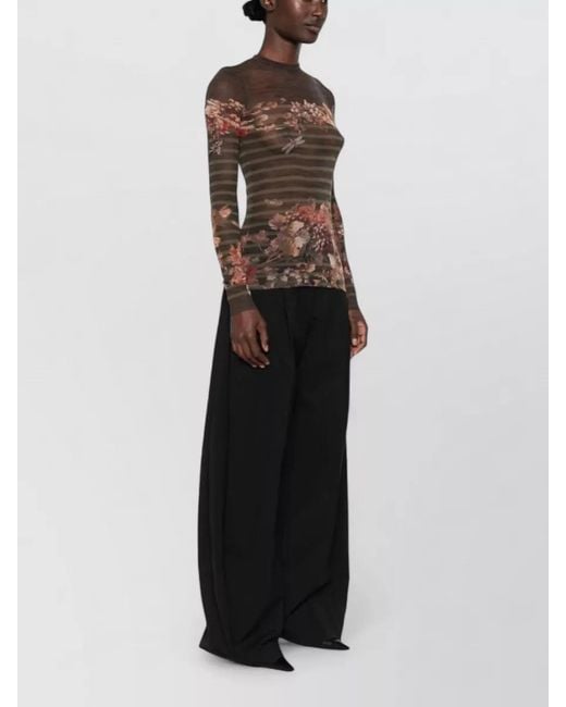 Jean Paul Gaultier Multicolor Slim Knit Top Long Sleeves Crew Neck