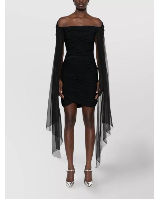 Givenchy Black Draped Off-Shoulder Mini Dress