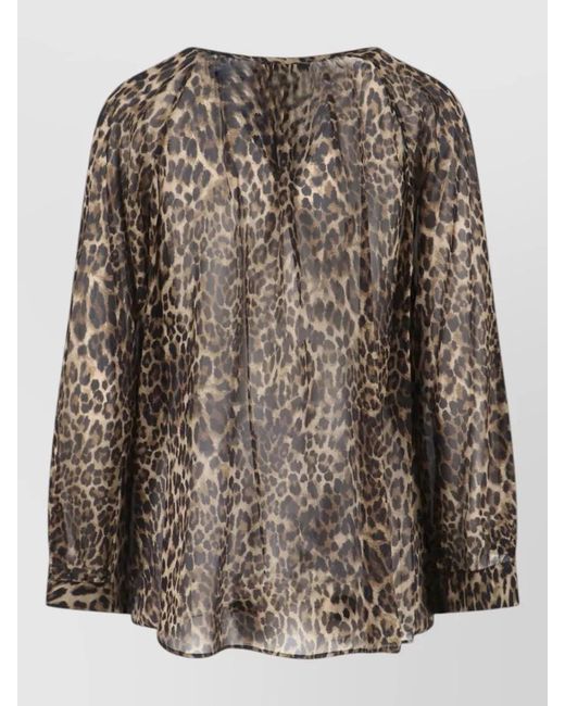 Nili Lotan Brown Silk Blouse