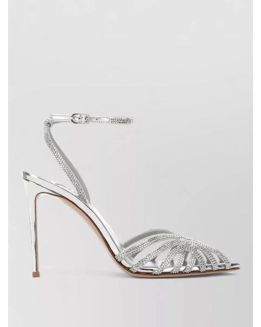 Le Silla White Leather Embellished Sandals