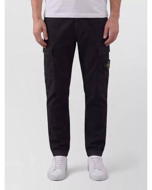 Stone Island Blue Organic Cotton Cargo Pants Tapered Fit for men