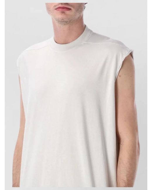 Rick Owens White Longline Sleeveless T Shirt Ribbed Neckline for men