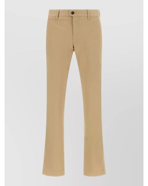 Incotex Natural Cotton Trousers Belt Loops Back Pocket for men