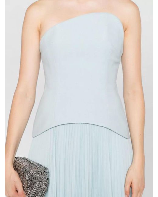 Solace London Blue Britt Maxi Dress Strapless Pleated A Line