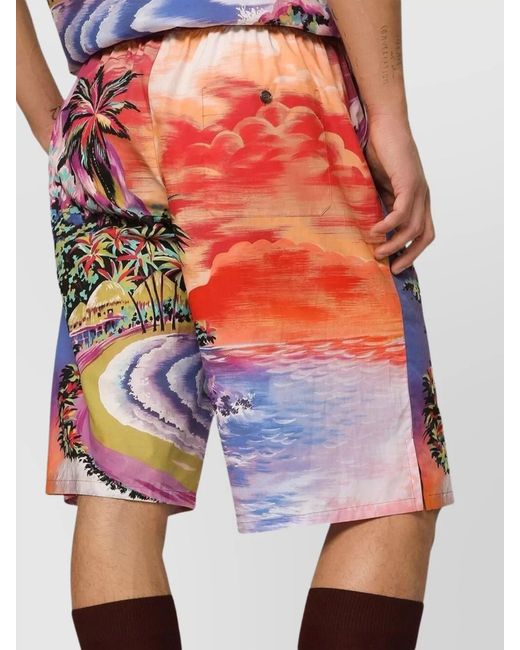 Dolce & Gabbana Multicolor Cotton Graphic-Print Mid-Rise Wide-Leg Bermuda Shorts for men
