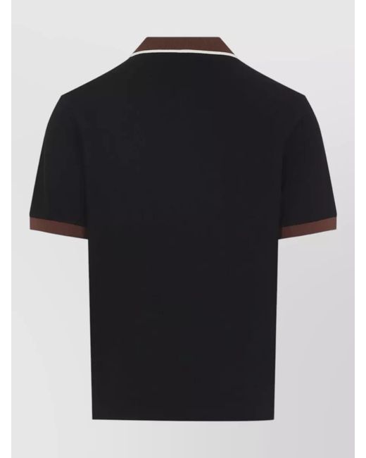 Marni Black Cotton Piqué Polo Shirt Pointed Collar for men
