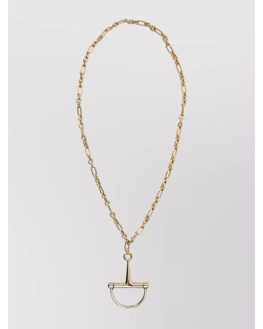 Gucci White Long Chain Necklace With Removable Stirrup Pendant