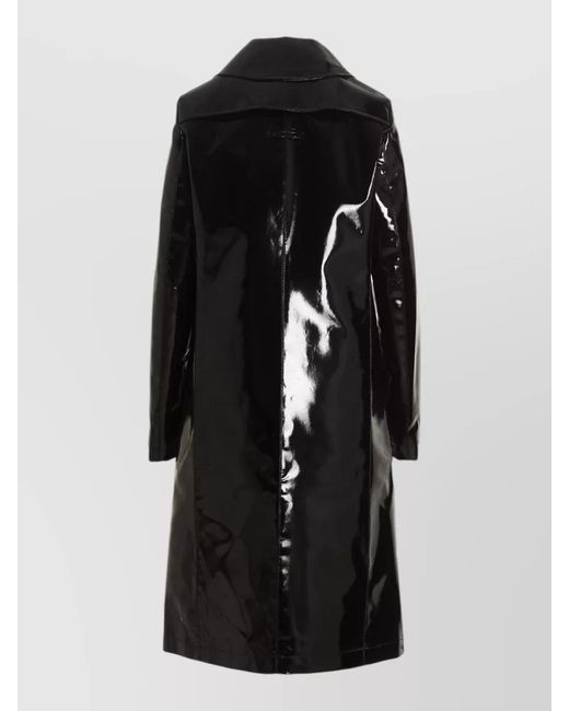 Raf Simons Black Vinyl Trench Coat High Collar Long Sleeves