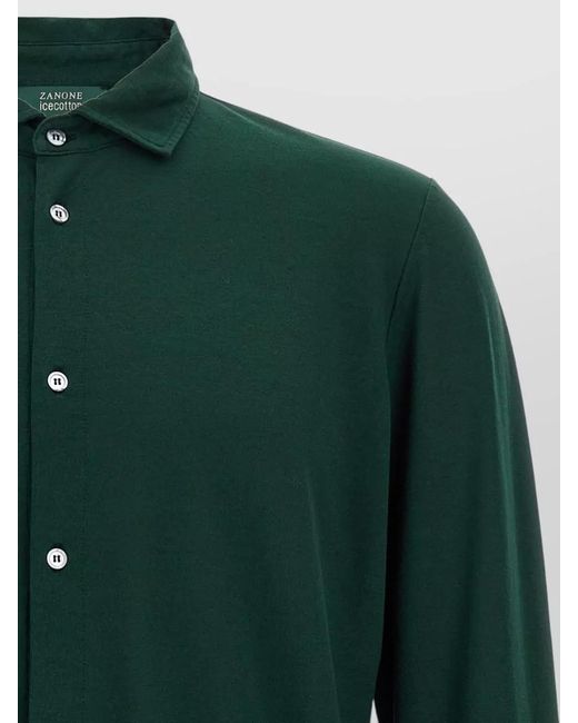 Zanone Green Ice Cotton Shirt Button Down Collar for men