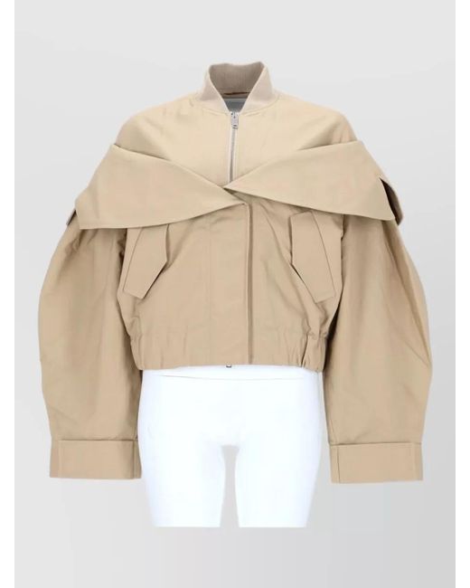 Ganni Natural Coat Elasticated Hem Oversized Collar Pockets