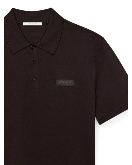 Givenchy Black Cotton Polo Shirt Logo Front Design for men