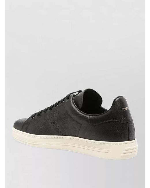 Tom Ford Black Grain Leather Low-Top Sneakers for men