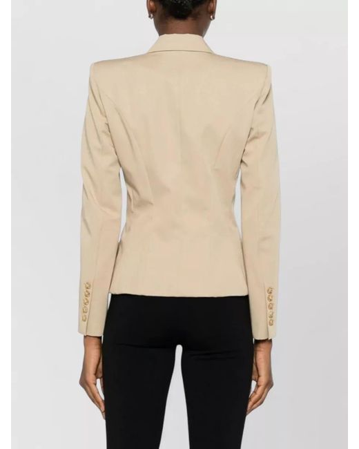 Balmain Natural Double Breasted Jacket Padded Shoulders Lapels