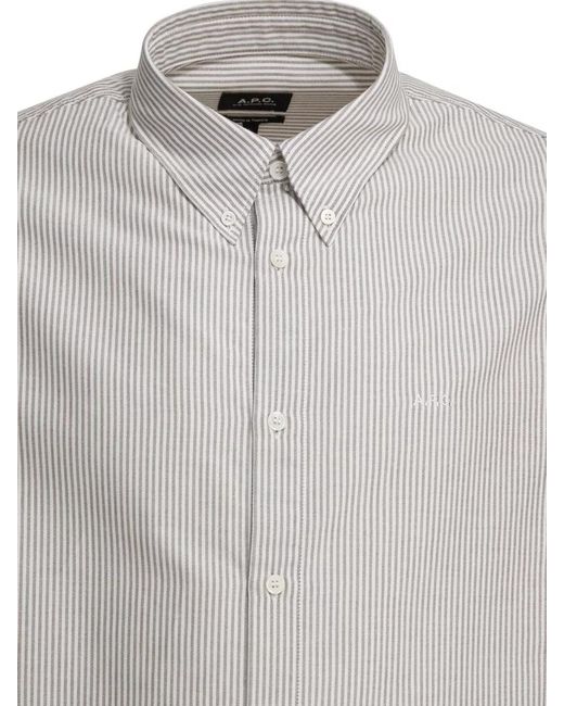 A.P.C. Gray Greg Shirt Long Sleeves Button Down Collar for men