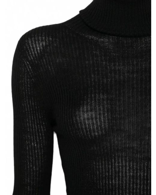 Roberto Collina Black Wool Turtleneck Sweatshirt