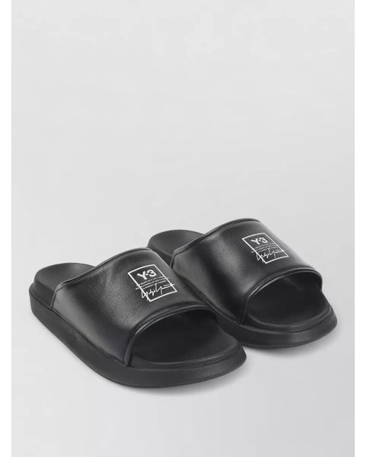 Y-3 Gray Rubber Slide Sandals Flat Sole for men