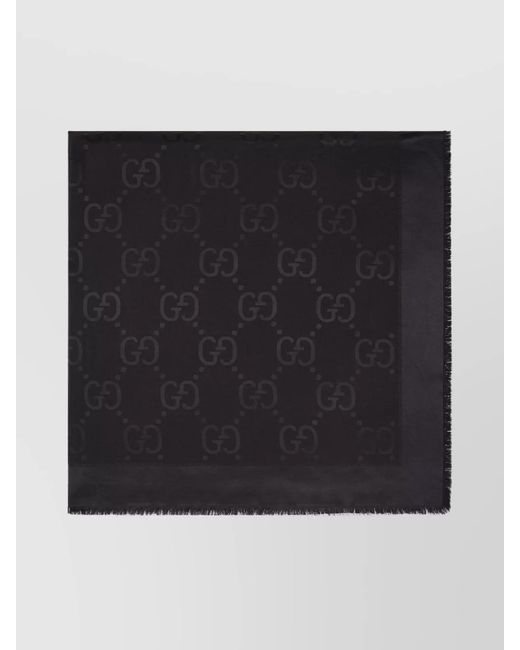Gucci Black Jacquard Wool And Silk Shawl Gg Motif