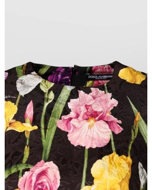 Dolce & Gabbana Brown Floral Brocade A-Line Knee-Length Dress