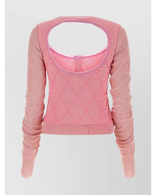 Cormio Pink Ruffled-Sleeve Knitted Cardigan