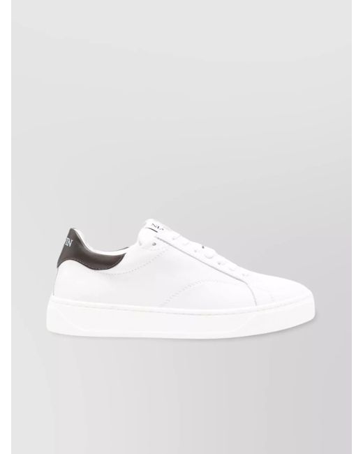 Lanvin White Embroidered Sneakers With Contrast Heel Tab