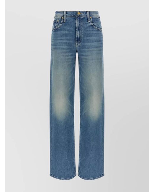 Mother Blue Denim Wide-Leg Jeans