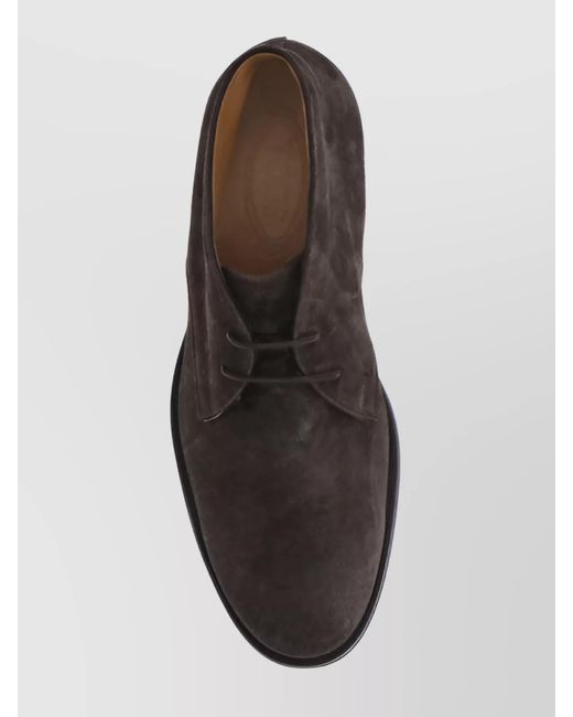 Tod's Brown Lace-Up Suede Boots Rubber Sole for men