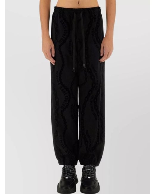 Versace Jeans Couture Black Printed Cotton Track Pants for men