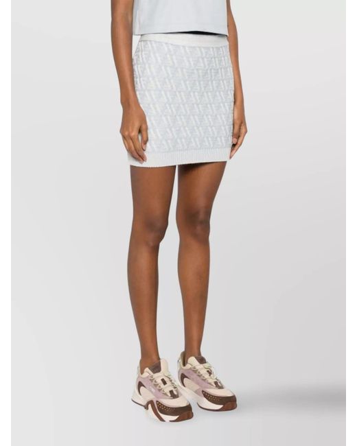 Fendi White Silk Cashmere Ribbed Mini Skirt