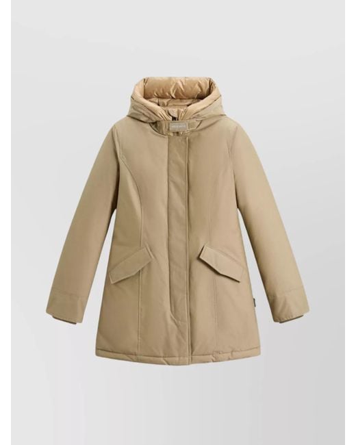 Woolrich Natural Insulated Parka With Hood And Pockets