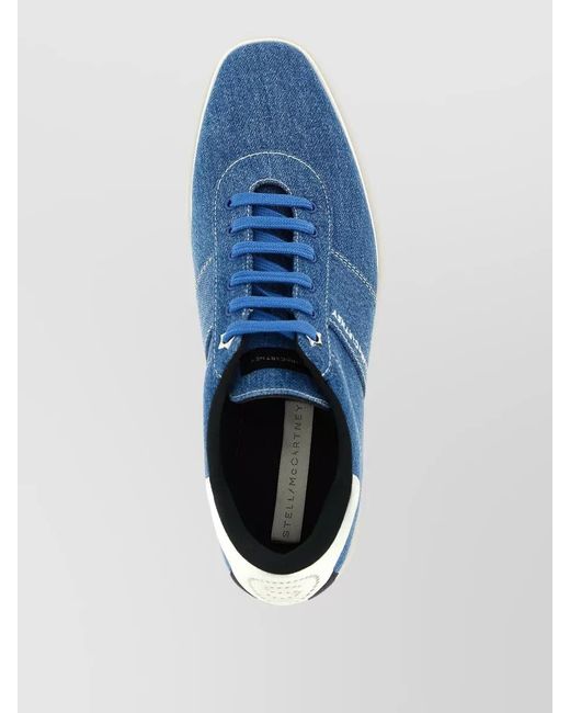 Stella McCartney Blue Denim Platform Low-Top Sneakers