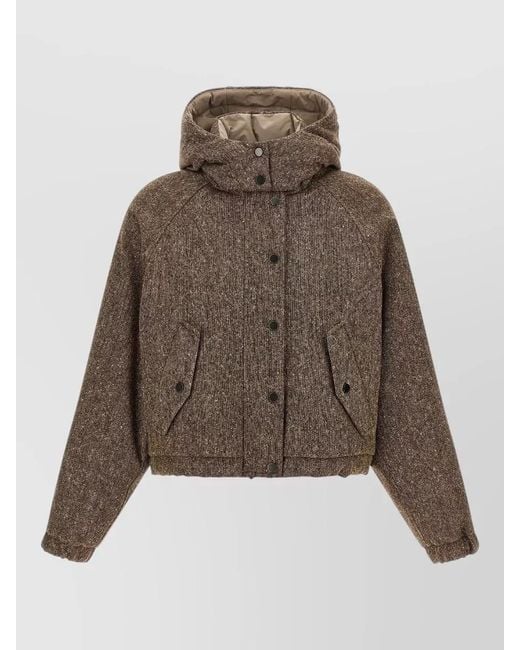 Brunello Cucinelli Brown Cropped Down Jacket