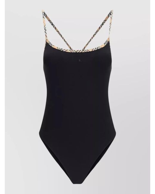 Burberry Blue Check Trim Swimsuit