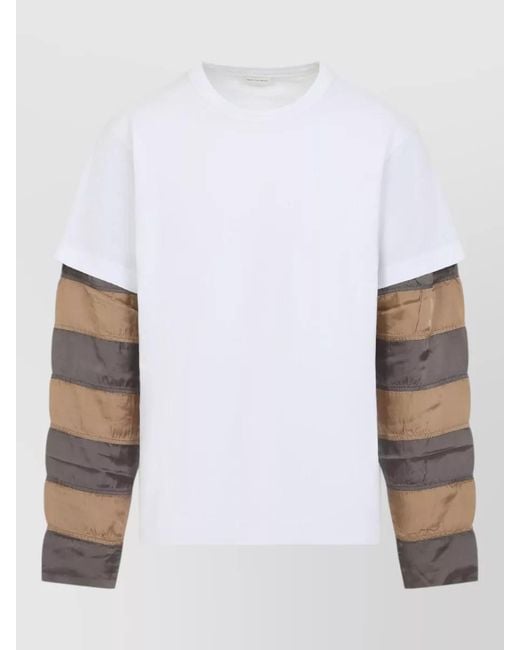 Dries Van Noten White Cotton Long-Sleeve Layered T-Shirt for men