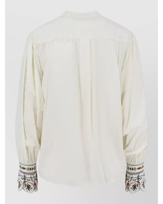 Isabel Marant White Embroidered Long-Sleeve Blouse