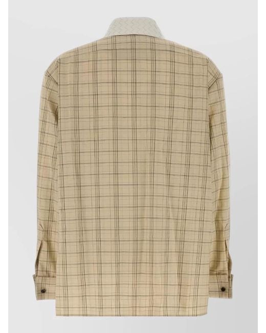 Bottega Veneta Natural Wool Shirt Check Pattern Long Sleeves for men