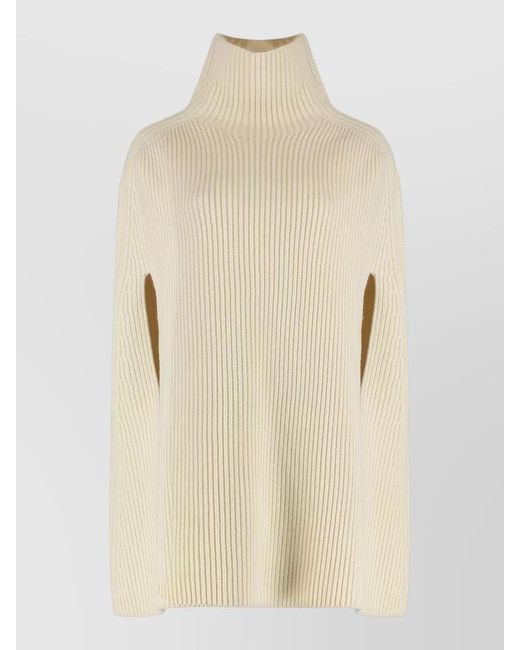 Jil Sander Natural Ribbed Wool Cloak