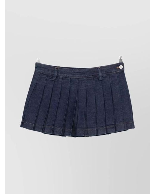 7 For All Mankind Blue Denim Pleated Mini Skirt