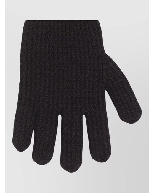 Dolce & Gabbana Black Knitted Gloves Ribbed Cuff Design for men