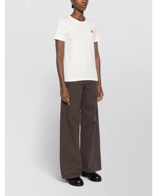 Maison Kitsuné Natural Embroidered Cotton T-Shirt