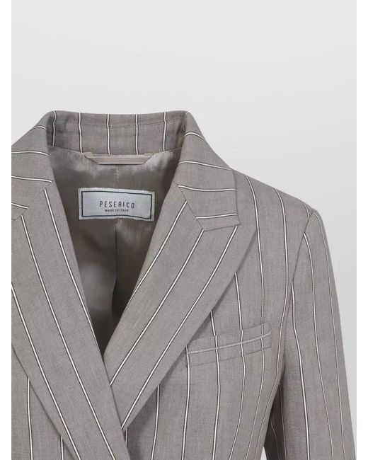 Peserico Gray Linen Double-Breasted Blazer