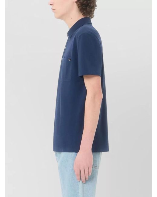 Valentino Garavani Blue Vlogo Cotton Piqué Polo Shirt for men