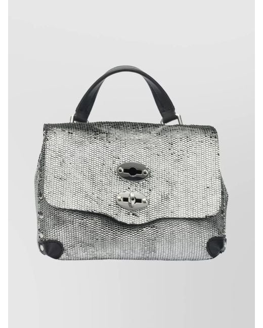 Zanellato Gray Calf Leather Mini Shoulder Bag