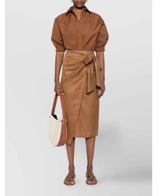 Max Mara Natural Wrap Skirt Midi Bow Detail