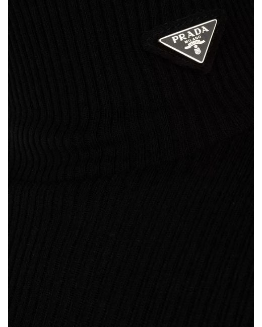 Prada Black Turtleneck Knit Top Long Sleeves Ribbed