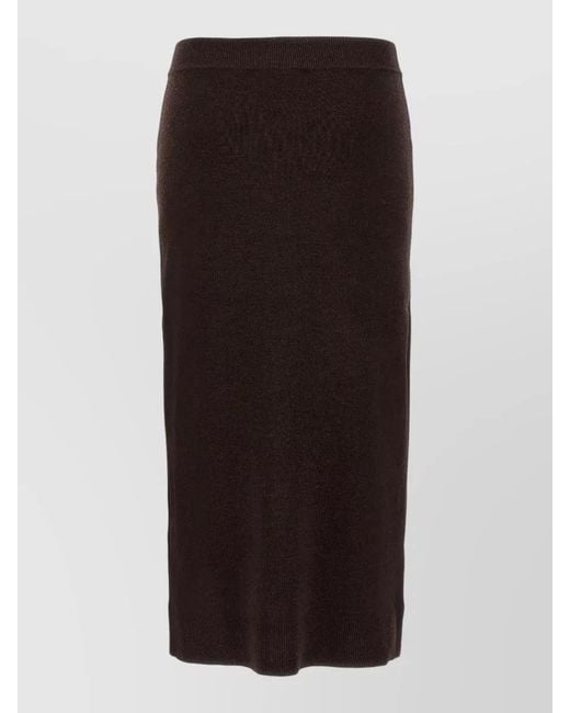 Victoria Beckham Black Button Detail Midi Knit Skirt