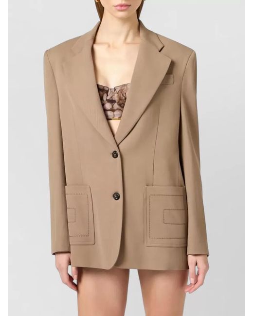 Elisabetta Franchi Natural Single-Breasted Blazer