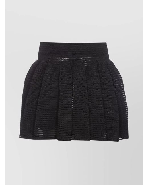 Alaïa Black Full Skirt With Pleated High Waist
