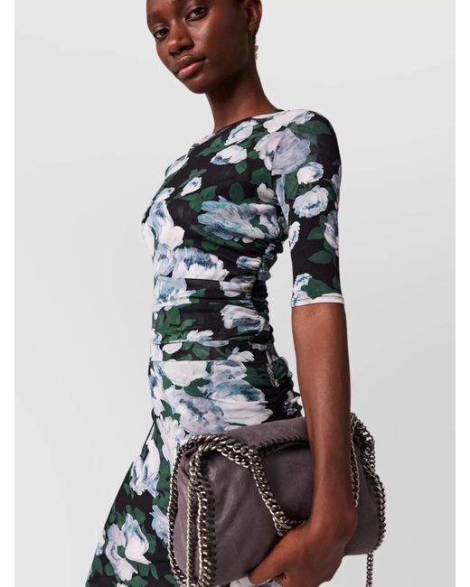 Stella McCartney Green Floral Print Mesh Top