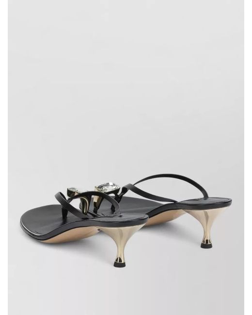 Casadei Gray Leather Thong-Heel Sandals