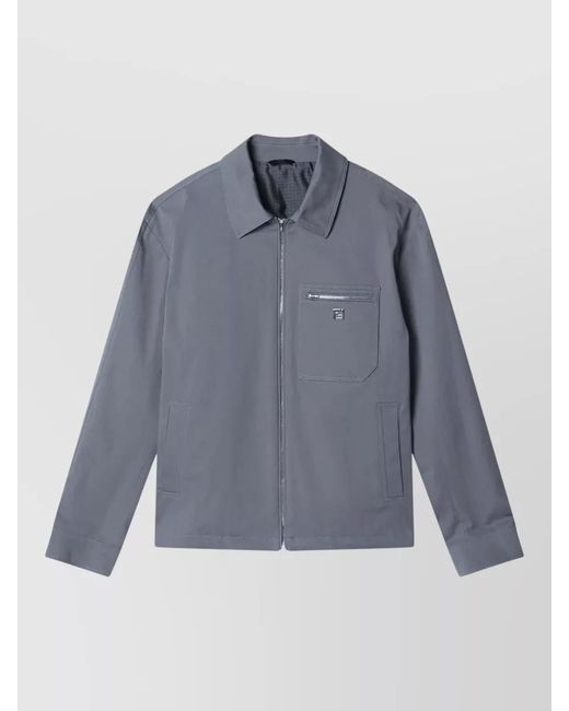 Fendi Blue Jacket Chest Pocket Long Sleeves Collar for men